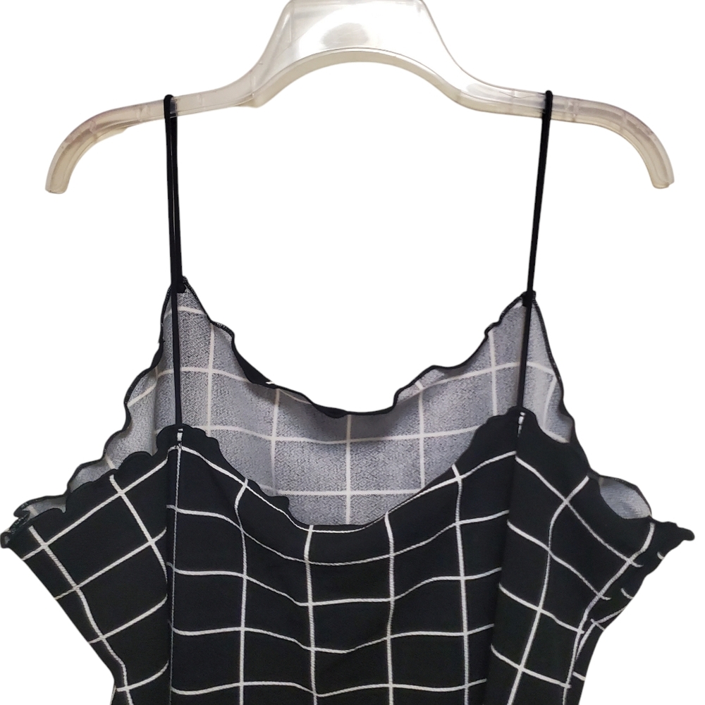 Grid Plaid Mini Dress Black and White Plus Size 4X - Picture 9 of 11